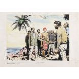 ZDENĚK BURIAN 1905 - 1981: LANDING IN ROA-NA 1973 - 1974 Watercolour, ink, paper 31 x 44 cm