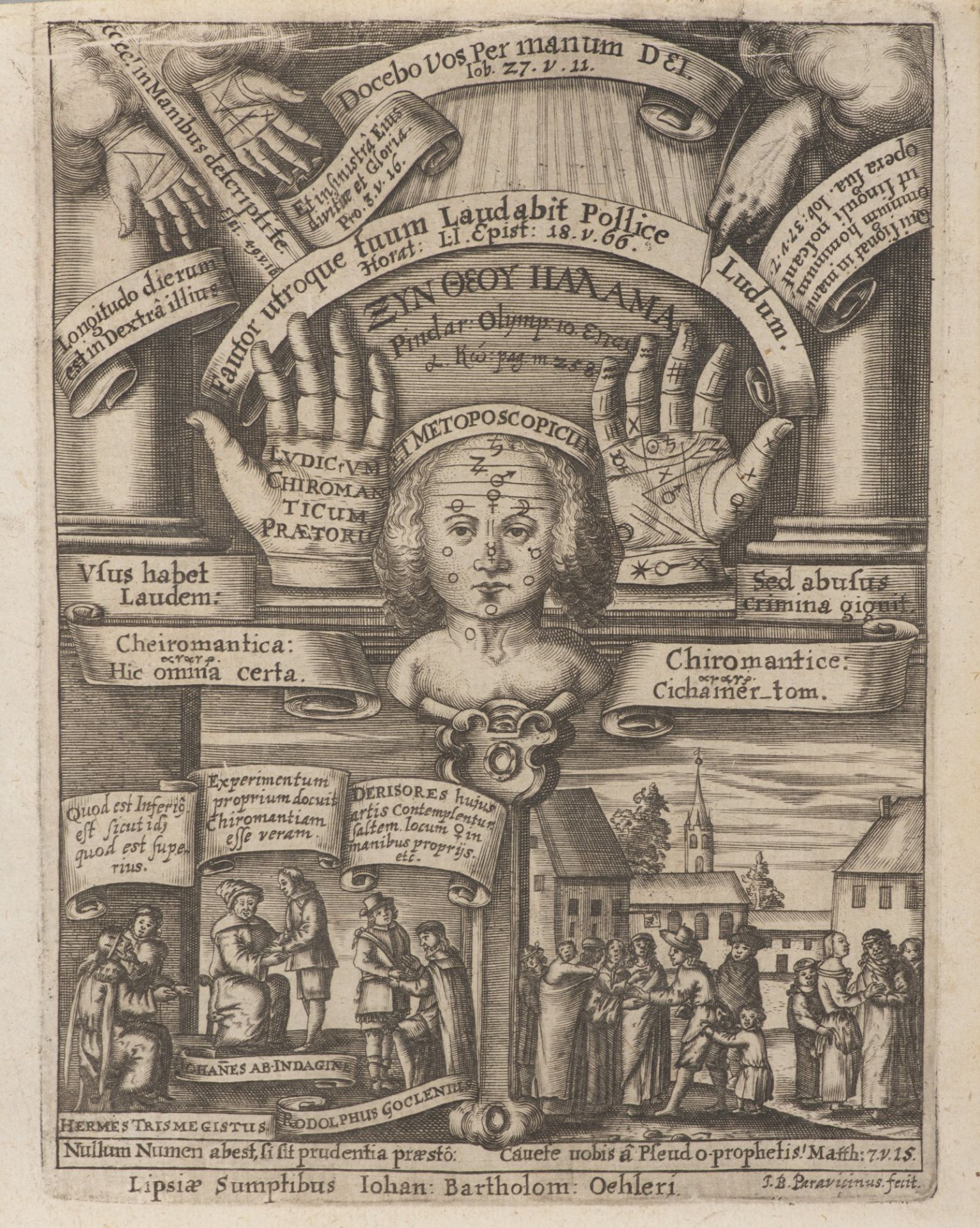 M.J. PRAETORIUS: LUDICRUM CHIROMANTICUM SEU THESAURUS CHIROMANTIAE 1661 Period parchment binding - Image 2 of 7