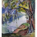 VOJTĚCH ERDÉLYI 1891 - 1955: TREE BY THE RIVER Ca. 1930 Oil on canvas 110 x 100 cm Signed: Lower