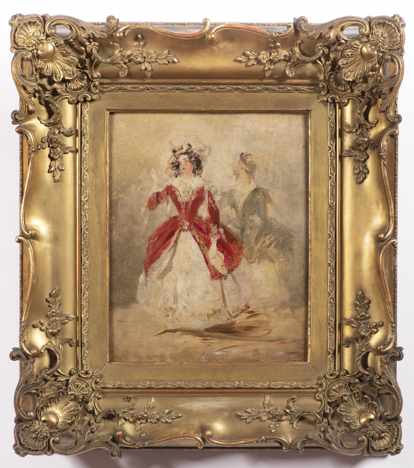 JOSEF NAVRÁTIL 1798 - 1865: TWO ACTRESSES Ca. 1850 Oil on cardboard 34 x 27 cm Josef Matěj