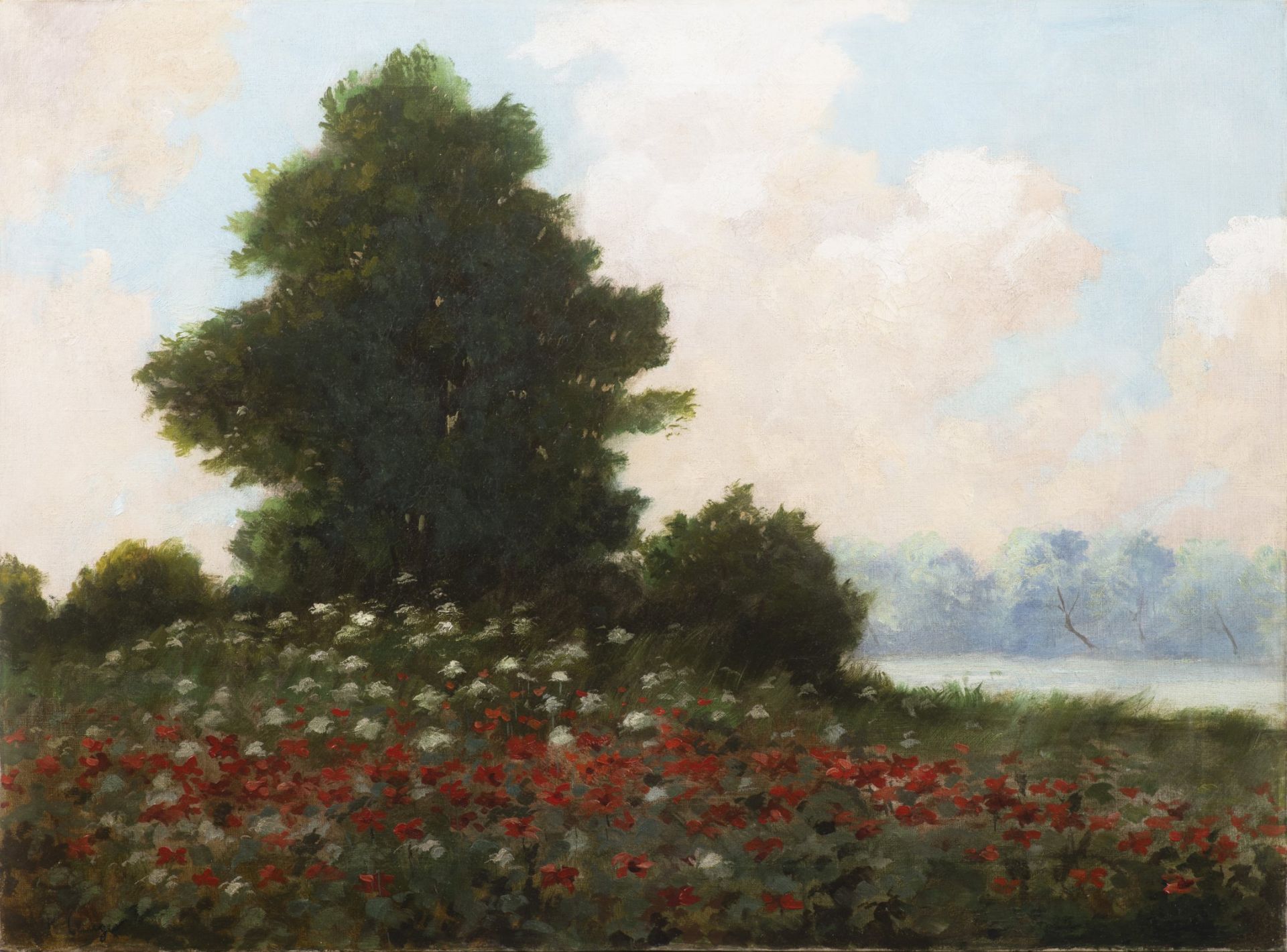 KAREL LANGER 1878 - 1947: BLOOMING MEADOW Before 1910 Oil on canvas 52,5 x 70,5 cm Signed: Lower