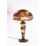 GALLÉ TABLE LAMP Ca. 1900 Glass cameo 65 cm Signed: On the shade "Galle" Born in Nancy, France,