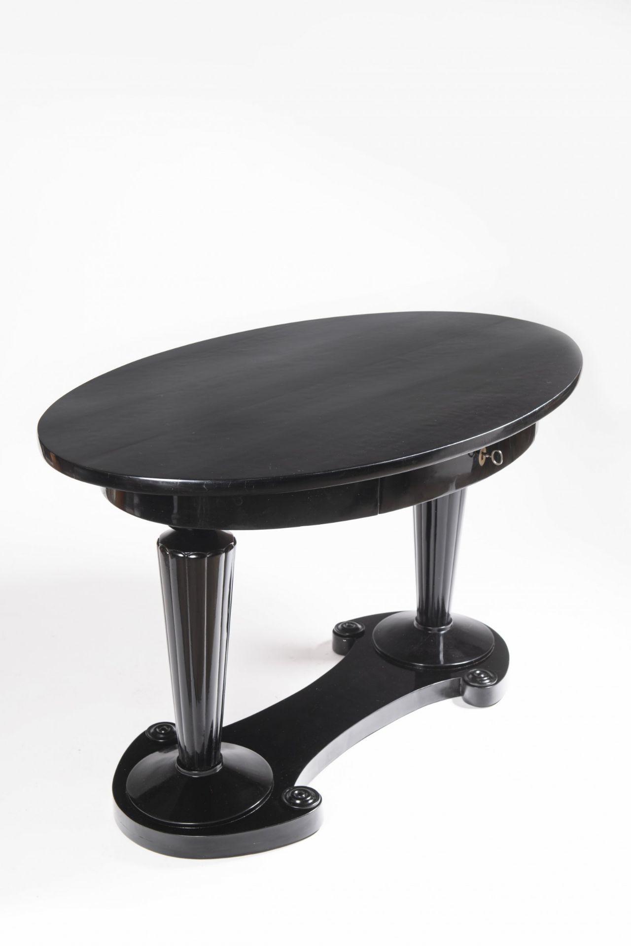 DANHAUSER TABLE kolem 1830 Austria Blackened pear wood, bone 75,5 x 78,5 x 126,5 cm The unique table