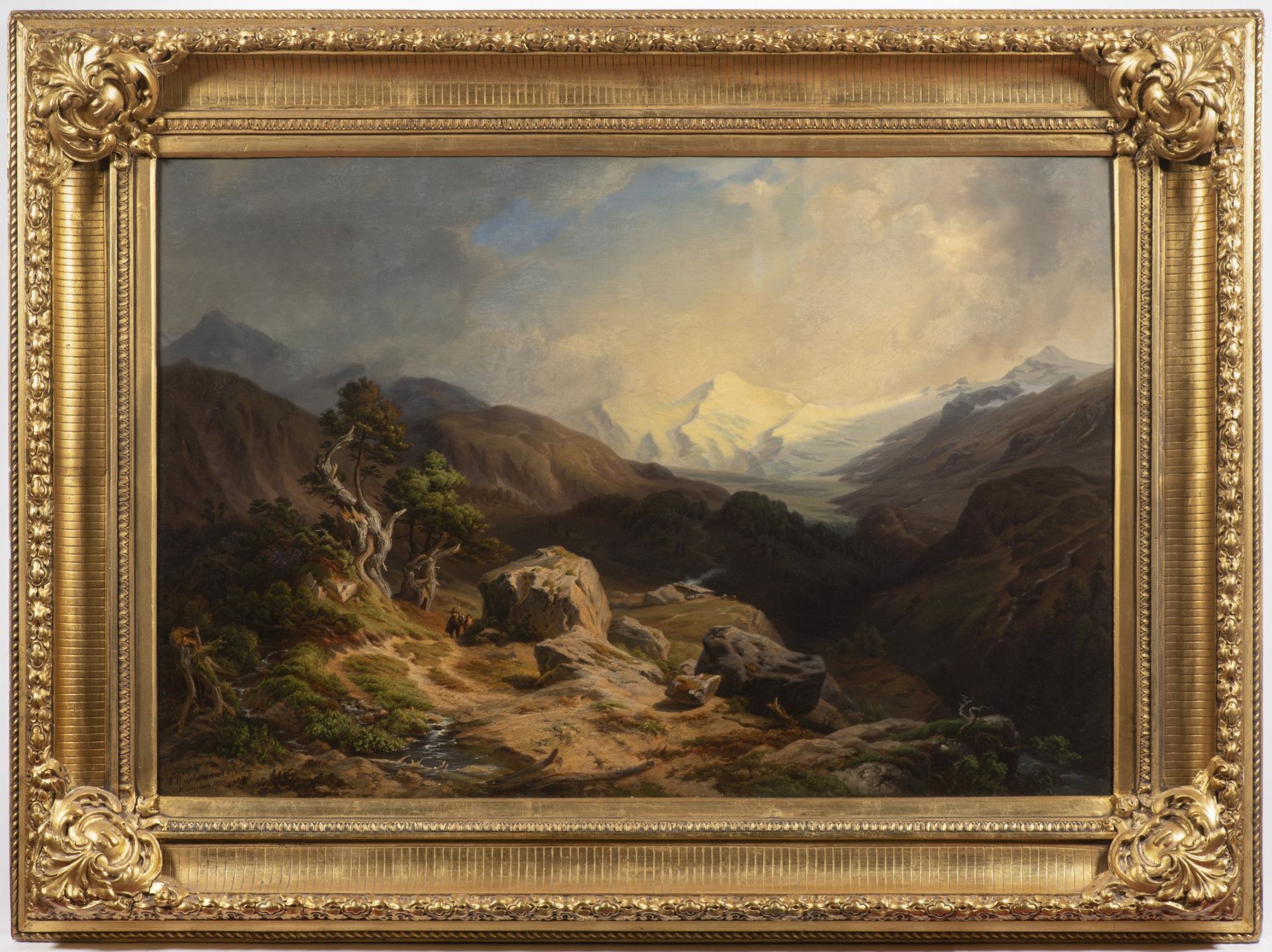 BEDŘICH (FRIEDRICH) WACHSMANN 1820 - 1897: MOUNTAIN LANDSCAPE 1852 Munich Oil on canvas 68 x 101