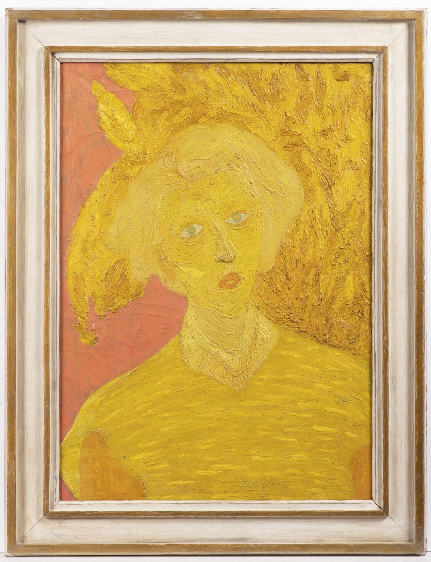 VOJTA NOLČ 1912 - 1989: A GIRL IN YELLOW 1953 -1956 Oil on canvas 70 x 52 cm Signed: Lower right "