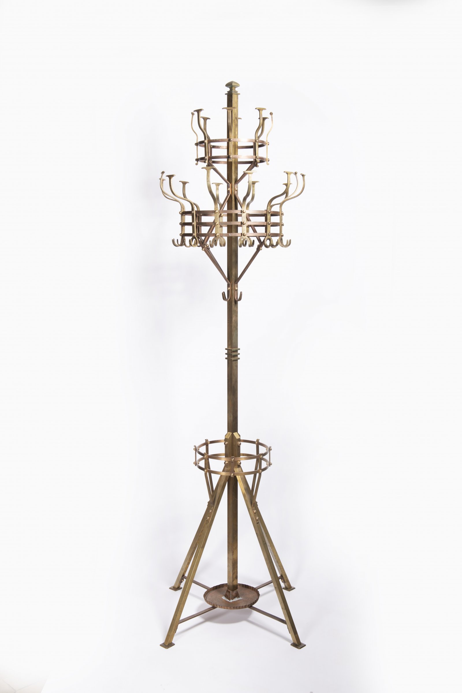 GUSTAVE SERRURIER-BOVY (attributed) 1858 - 1910: A COAT STAND Belgium brass 212 x 55 cm This