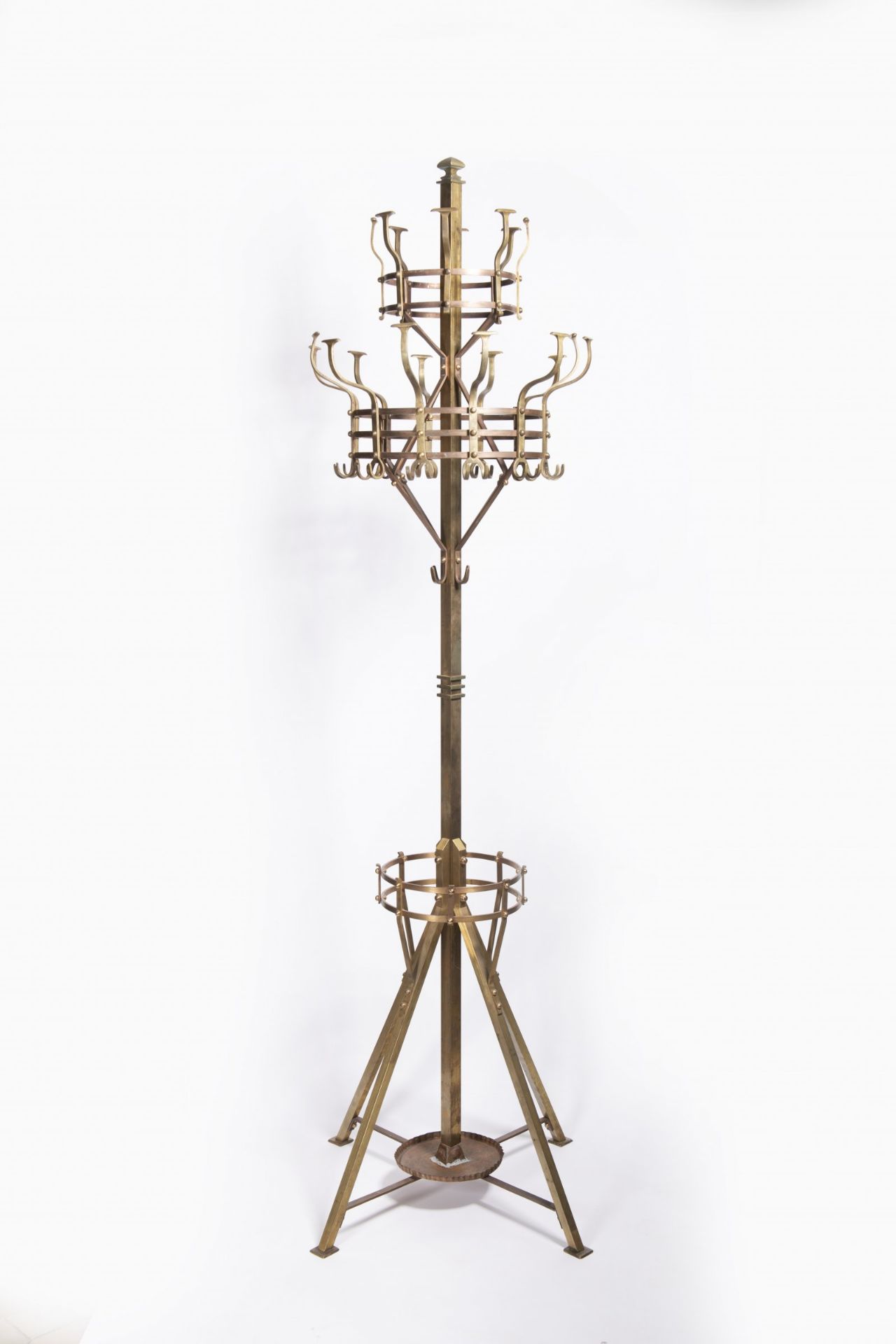 GUSTAVE SERRURIER-BOVY (attributed) 1858 - 1910: A COAT STAND Belgium brass 212 x 55 cm This