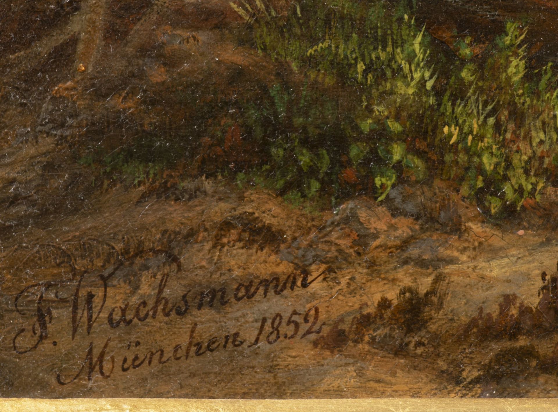 BEDŘICH (FRIEDRICH) WACHSMANN 1820 - 1897: MOUNTAIN LANDSCAPE 1852 Munich Oil on canvas 68 x 101 - Image 2 of 2