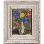 ALFRED JUSTITZ 1879 - 1934: BOUQUET IN A VASE Ca. 1925 Oil on plywood 27,5 x 21 cm Signed: Lower