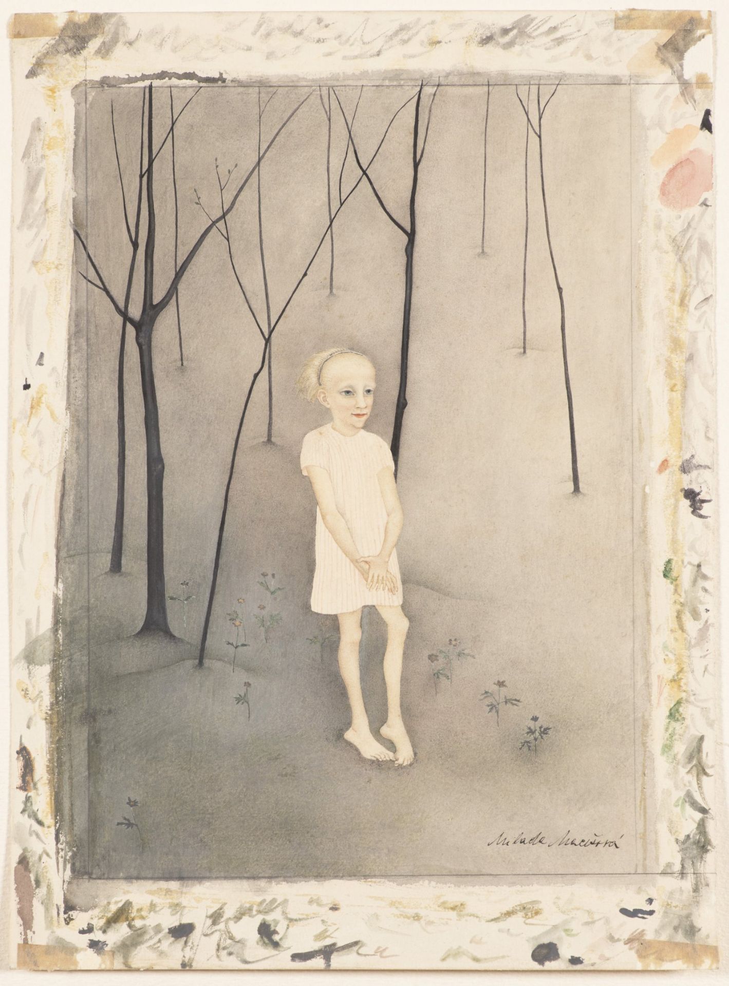 MILADA MAREŠOVÁ 1901 - 1987: CHILD IN THE WOODS 1928 Watercolour, paper In frame 24 x 16,5 cm