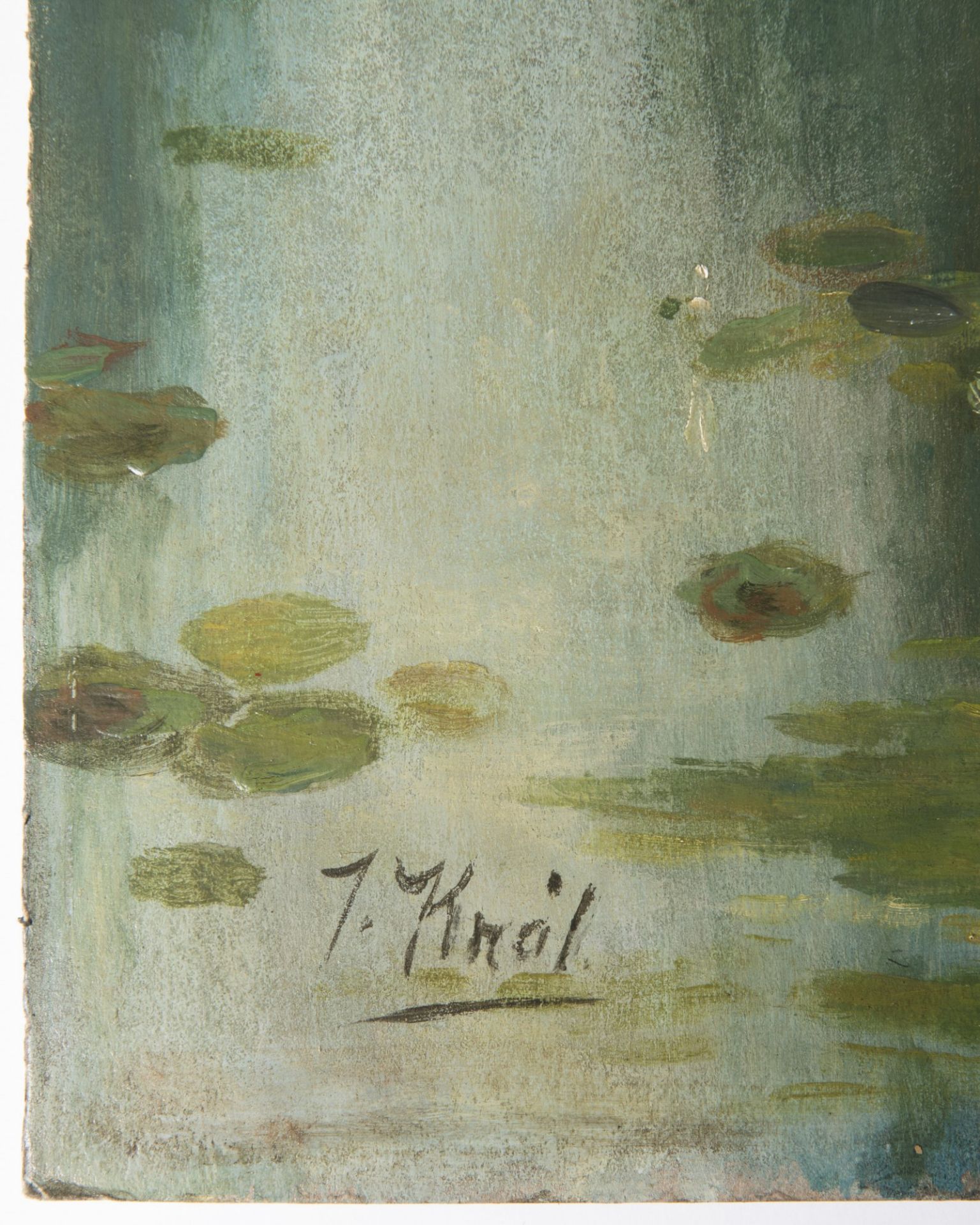 JOSEF KRÁL 1877 - 1914: POND WITH WATER LILIES Before 1907 Oil on canvas 76,5 x 61,5 cm Signed: - Bild 2 aus 2