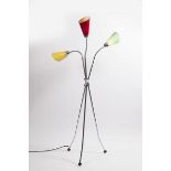 STANDING LAMP "BRUSSELS" 1960s Bohemia chrome steel, plastic 180 x 100 cm The three-arm floor lamp