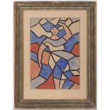 VÁCLAV ŠPÁLA 1885 - 1946: LAUNDRESS - A WINDOW DESIGN 1922 Pencil, watercolour, paper 49 x 34,5 cm