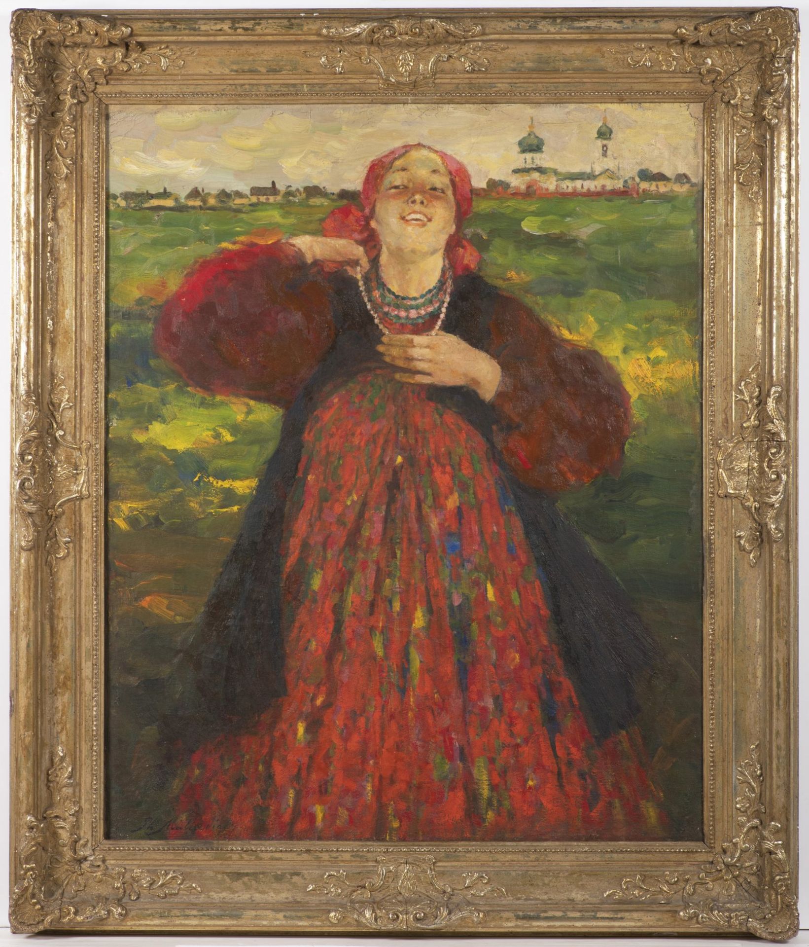 FILIP ANDREJEVIČ MALJAVIN 1869 - 1940: A RUSSIAN GIRL Ca. 1910 Oil on canvas 81 x 65 cm Signed:
