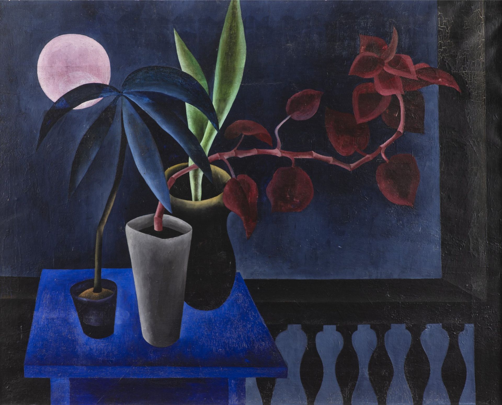 JITKA KOLÍNSKÁ 1930 - 1992: STILL LIFE WITH A MOON 1958 Oil on canvas 72 x 90 cm Signed: On