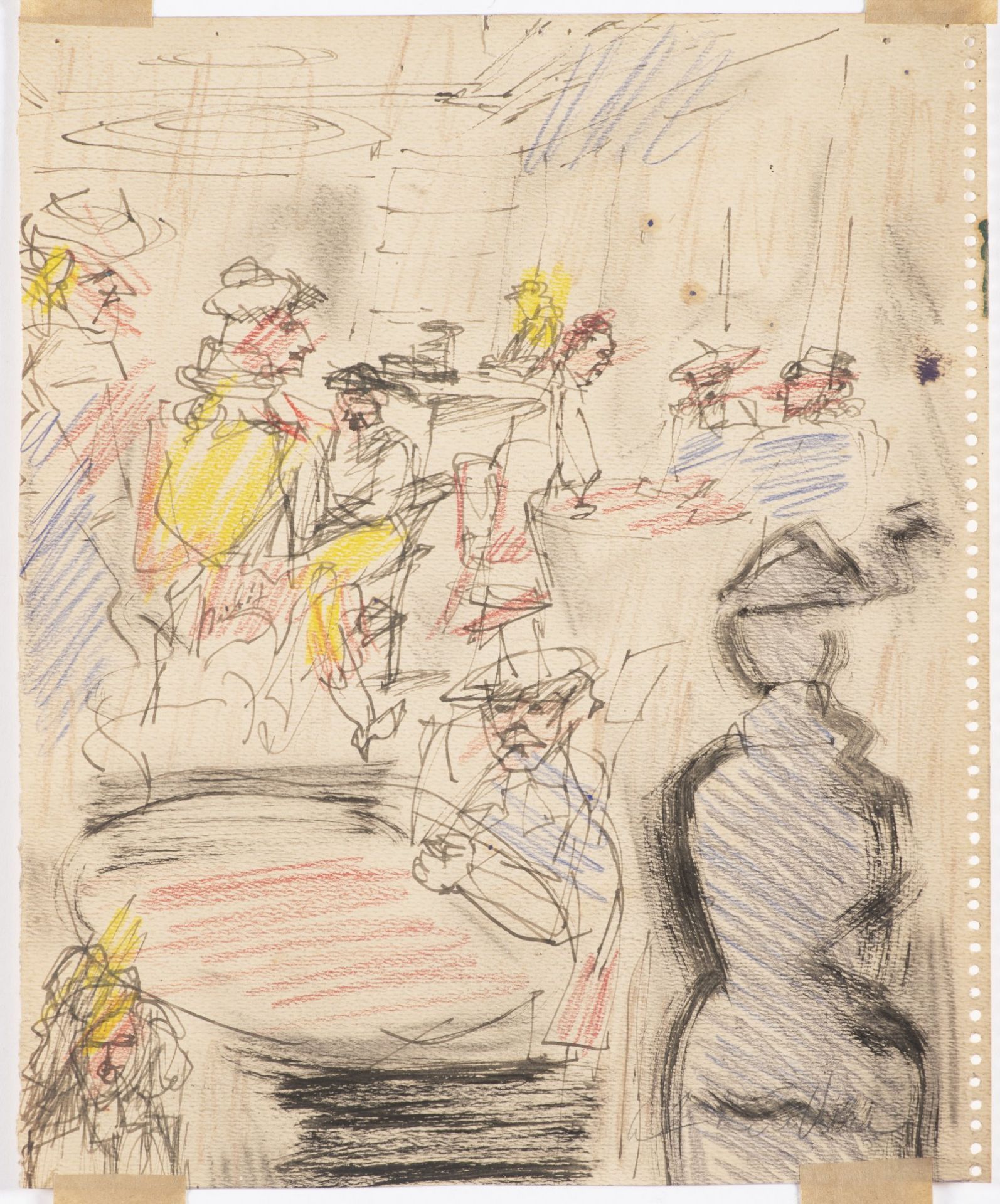 ERNST LUDWIG KIRCHNER 1880 - 1938: IN A BAR Ca. 1920 Ink, coloured pencils, paper 27 x 22 cm Signed: