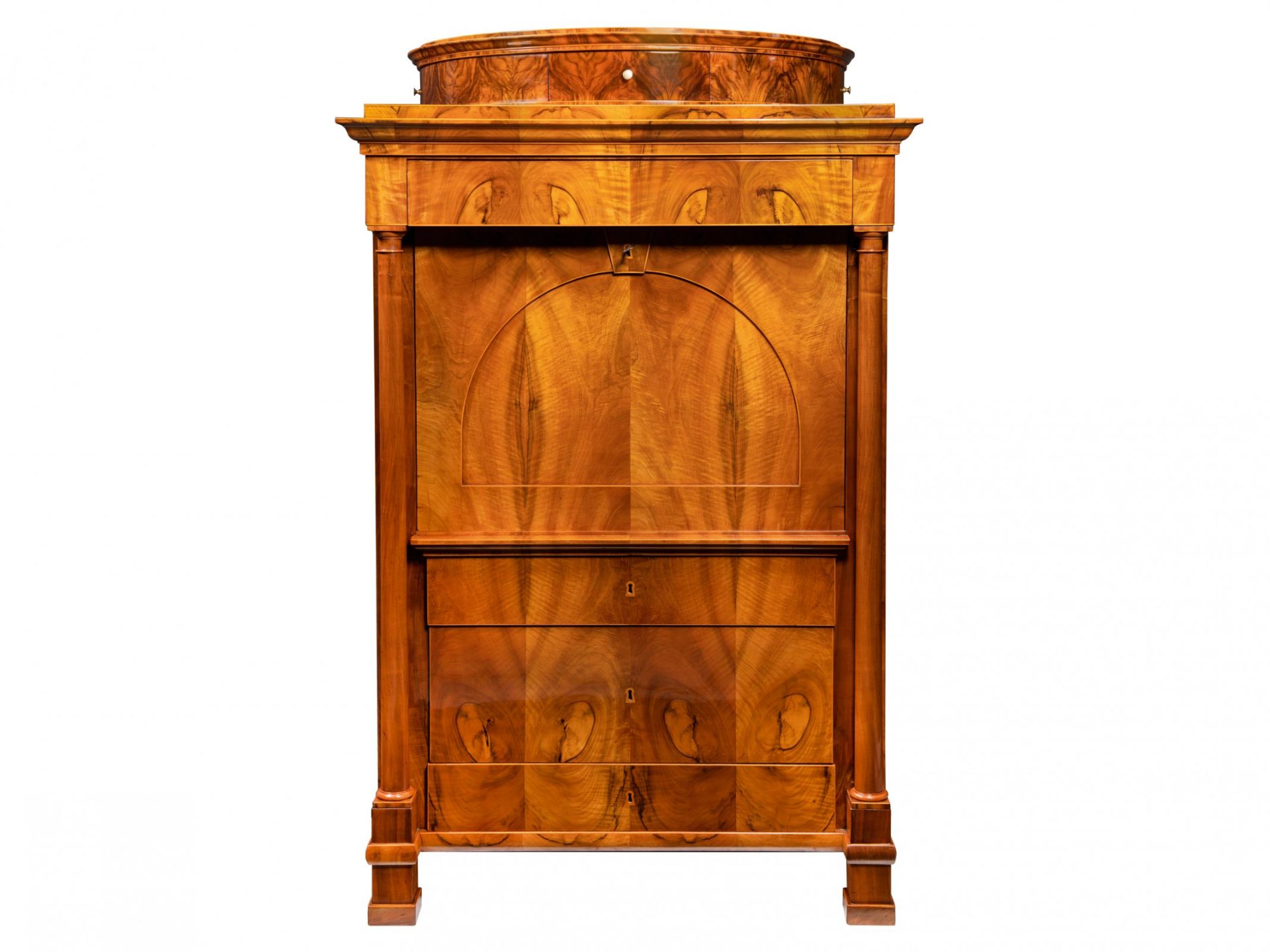 BIEDERMEIER CABINET Kolem 1830 Central Europe walnut, maple, blackened pear wood, brass 177 x 109