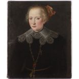 UNKNOWN AUTHOR: A GIRL'S PORTRAIT First half of 17th century Germany Oil on canvas 61,5 x 51 cm