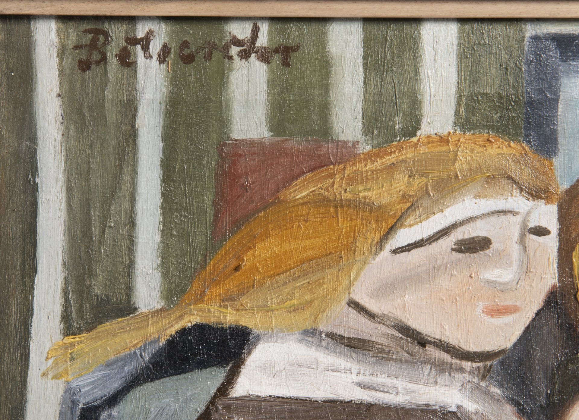 ANDREJ BĚLOCVĚTOV 1923 - 1997: AT THE TABLE 1950s Oil on canvas 37,5 x 28,5 cm Signed: Upper left " - Bild 2 aus 2
