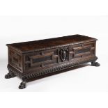 MANNERIST CHEST Second half of 16th century Italy walnut, maple 58,5 x 171 x 58,5 cm The massive