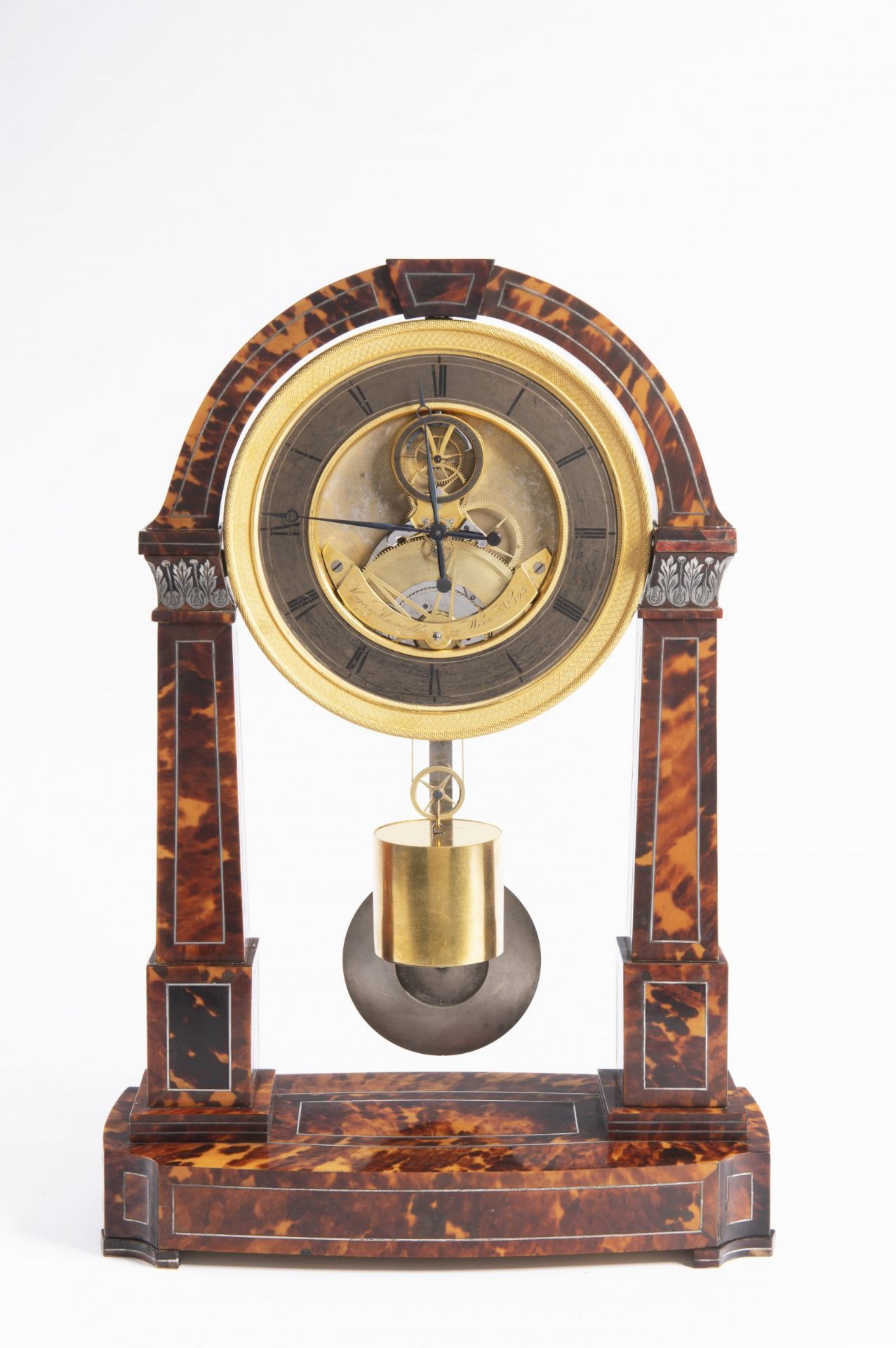 REGULATOR TABLE CLOCK Kolem 1840 Austria Wien tortoiseshell, silver, gilded guilloche brass,