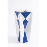 VLASTISLAV HOFMAN 1884 - 1964: A CUBIST VASE 1914 Soft stoneware, white glaze, blue decor 33,5 cm