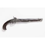 BAROQUE PERCUSSION PISTOL Second half of 18th century Bohemia Walnut, steel, silver 44 cm Signed: