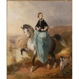 KARL PAVLOVIČ BRIULLOV 1799 - 1852: HORSEWOMAN WITH A DOG Ca. 1850 Oil on canvas 61 x 51 cm