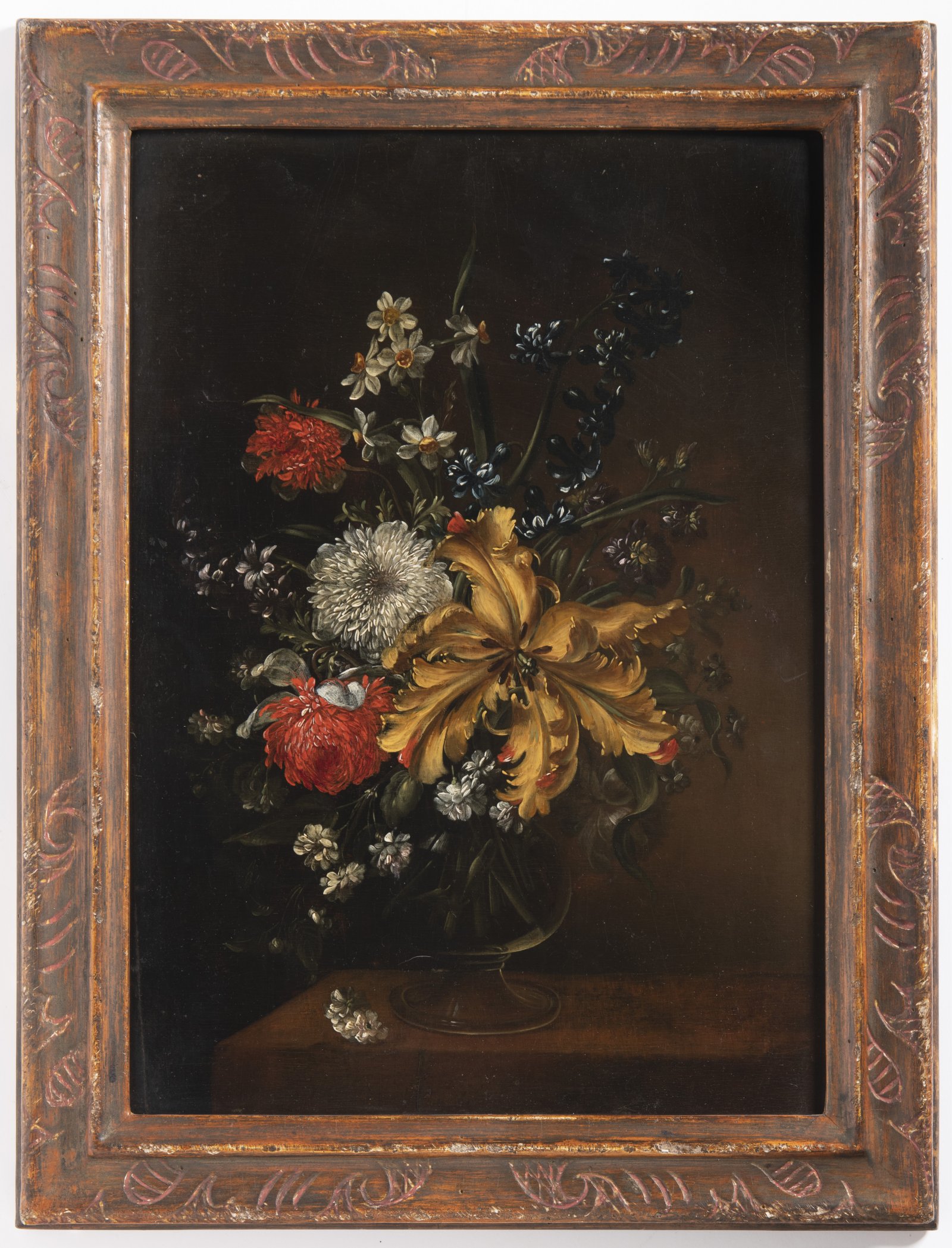 JAN KAŠPAR HIRSCHELY 1695 - 1743: PAIRED FLORAL STILL LIFES First half of 18th century Oil on wood