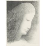 JAN ZRZAVÝ 1890 - 1977: HEAD WITH A WREATH 1973 Lithography, paper 49,7 x 38 cm Signed: Lower