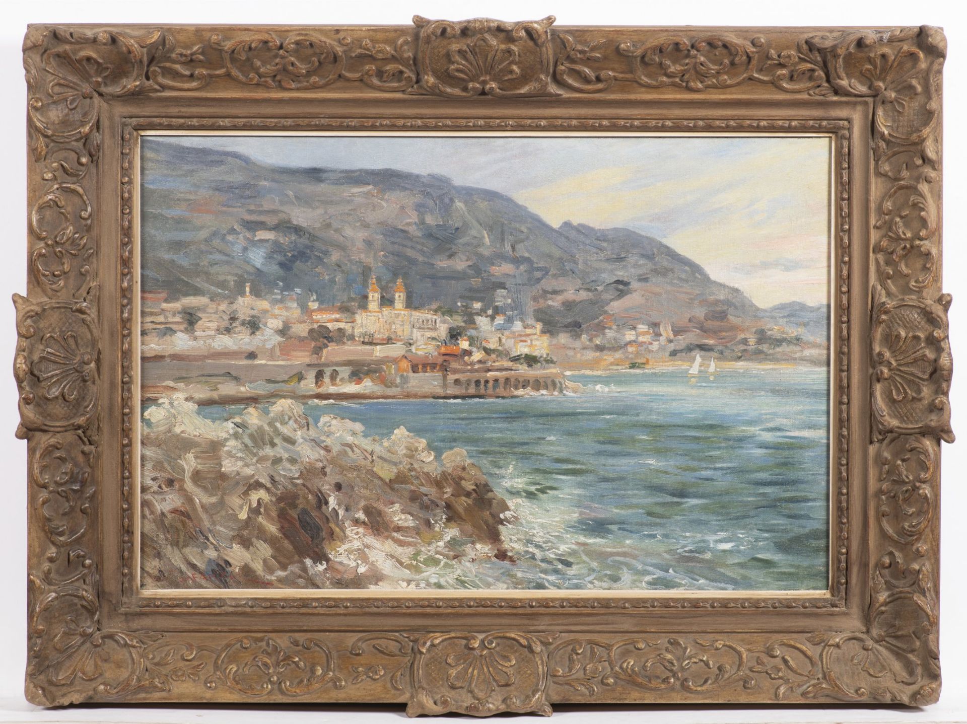 JAN ŠAFAŘÍK 1886 - 1914: A VIEW OF MONTE CARLO Ca. 1910 Oil on canvas 35 x 53 cm Signed: Lower