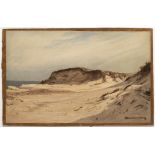 MICHAEL HAUBTMANN 1843 - 1921: IN THE DUNES Ca. 1910 Oil on cardboard 29 x 46,5 cm Signed: Lower