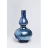 COBALT PAPILLON VASE Ca. 1900 Bohemia 23,5 cm Art Nouveau vase made of cobalt blue glass produced by