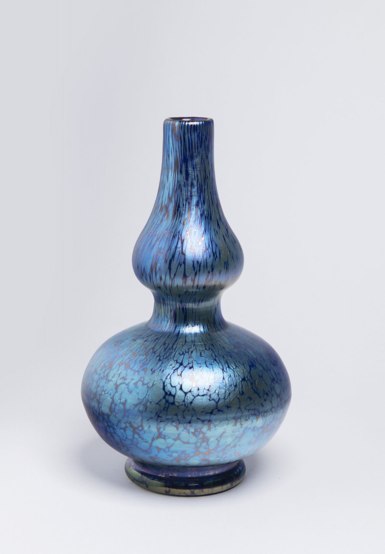 COBALT PAPILLON VASE Ca. 1900 Bohemia 23,5 cm Art Nouveau vase made of cobalt blue glass produced by