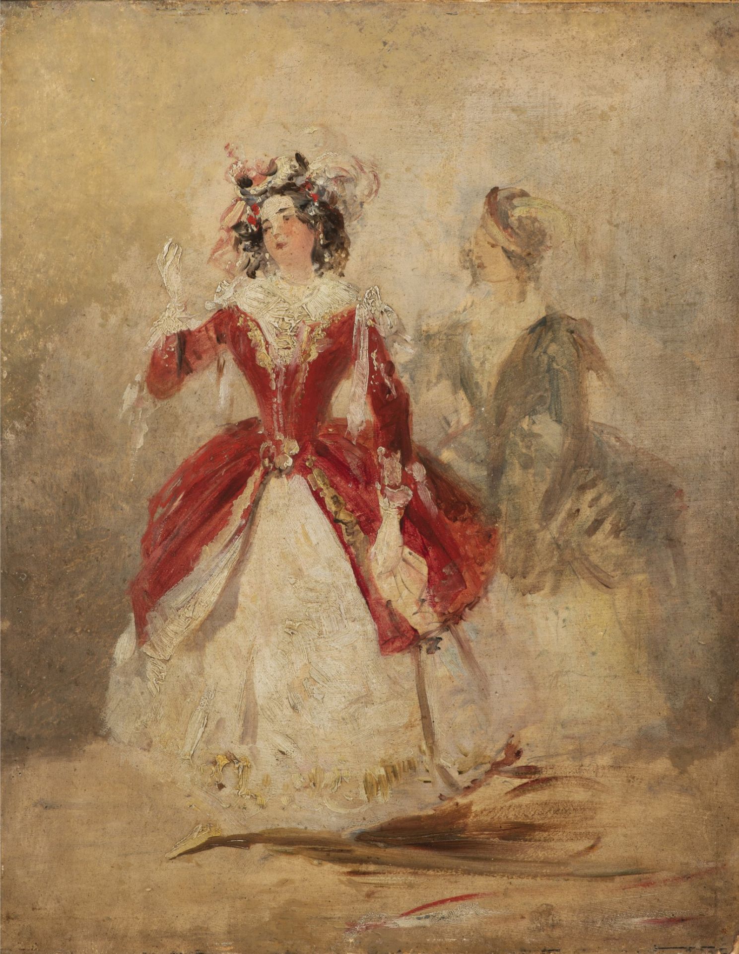 JOSEF NAVRÁTIL 1798 - 1865: TWO ACTRESSES Ca. 1850 Oil on cardboard 34 x 27 cm Josef Matěj - Image 2 of 2