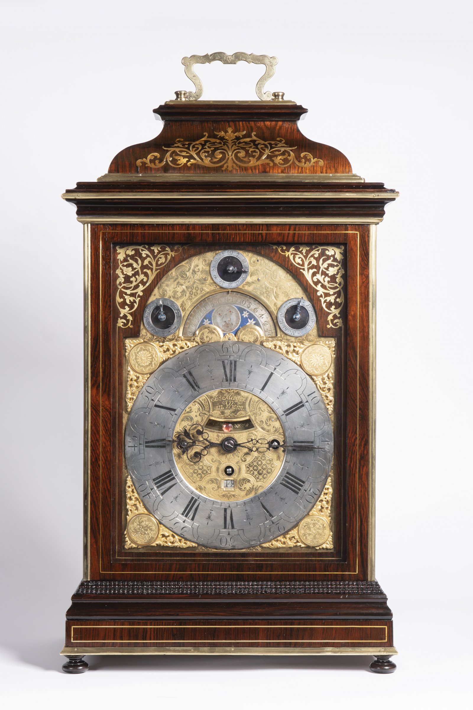 JACOB MEYER II. ???? - 1750: BAROQUE TABLE CLOCK WITH CARILLON Ca. 1740 Rosewood, gilt brass,