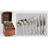 A SIX PLACE CHRISTOFLE "SPATOUR" SILVERPLATE CUTLERY SET, comprising 6 dinner knives and forks, 6