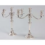 A PAIR OF SILVER CANDELABRA BY GORHAM, with two sinuous branches and a central socket, tapered