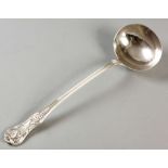 A VICTORIAN KINGS PATTERN SILVER SOUP LADLE, LONDON 1875, MAKER'S MARKS INDECIPHERABLE, 34cm (