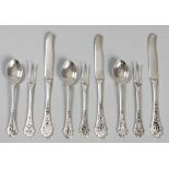 A .800 STD SILVER TWELVE PLACE FRUIT CUTLERY SET, the handles embossed with foliage, together with