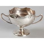 AN EDWARDIAN SILVER ROSE BOWL, SHEFFIELD 1907, FENTON BROTHERS, wavy rim with acorn decorations, the