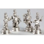 A COLLECTION OF FOUR VINTAGE SPANISH STERLING SILVER FIGURES OF A MUSICAL QUARTET, Circa 1950, 11,