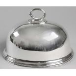 A MAPPIN AND WEBB SILVERPLATE MEAT DOME, with removable scroll and flower-form handle, plain body,