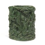 Carved in High Relief Jade Vase of Immortals