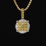 Ladies' Yellow and White Diamond Pendant on Chain