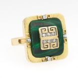 Ladies' Gold, Malachite and Diamond Fashion Ring