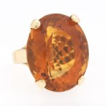 Ladies' Vintage Gold and Amber Citrine Oversized Cocktail Ring