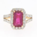 Ladies' Pink Tourmaline and Diamond Ring