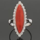 Ladies' Coral and Diamond Ring