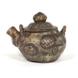 Monumental Chinese Ceramic Flambe Glazed Pot with Cover